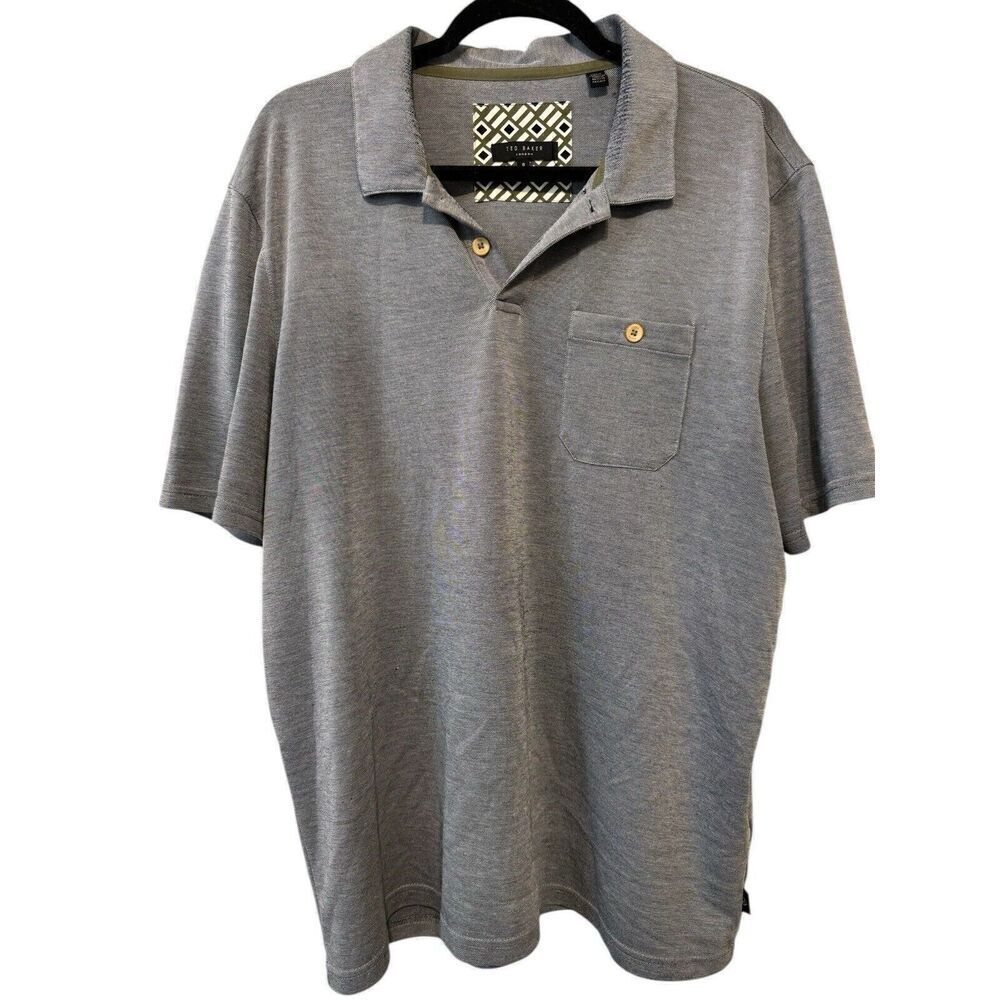 Ted Baker London Polo Shirt Mens Size 6 Gray Casual Short Sleeve